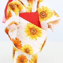 馬德琳cha娃娃衣服★[日式浴衣]向日葵/紅色縐帶 第1張的照片