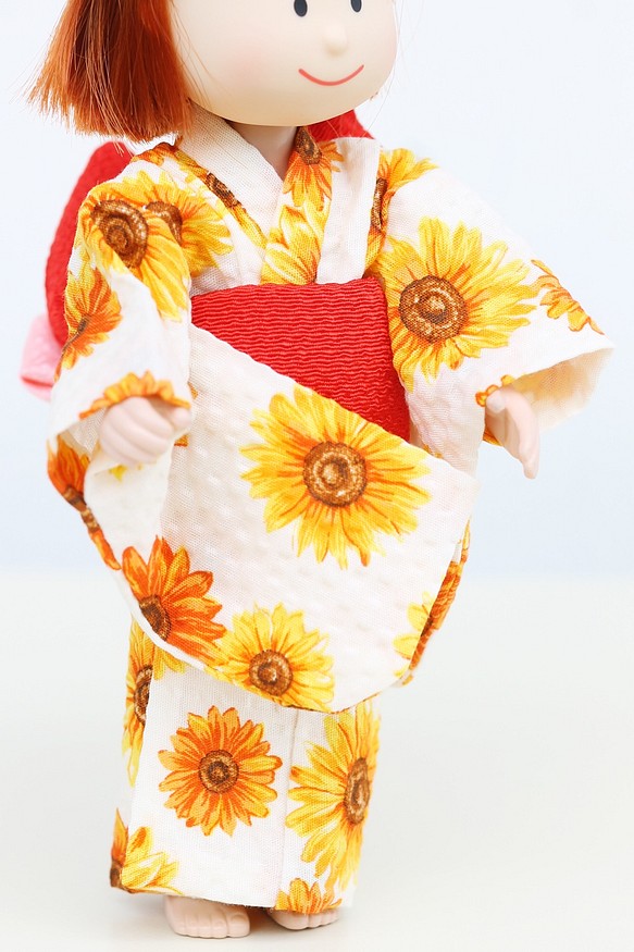 馬德琳cha娃娃衣服★[日式浴衣]向日葵/紅色縐帶 第1張的照片