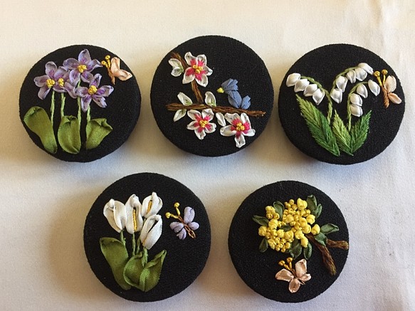 春お花シリーズリボン刺繍ブローチ 定番の冬ギフト 人気の製品