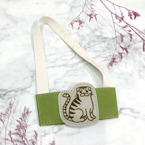 T＆Cの落書きドリンクバッグカップバッグセット緑の猫 1枚目の画像