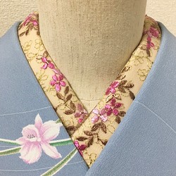 洗える刺繍半衿　フーシェピンクのお花 1枚目の画像