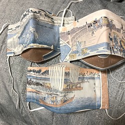 大きめ　大人用　布マスク（東海道五拾三次） 1枚目の画像