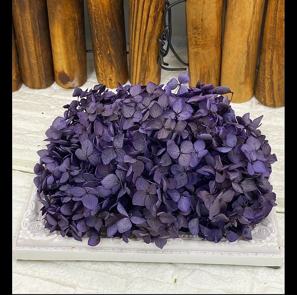 ブラックパープル色アナベル小分け❣️ハンドメイド花材プリザーブドフラワー 1枚目の画像