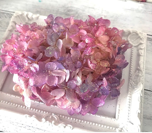 MIXカラー紫陽花オーロララメ付き❗️ハーバリウム花材プリザーブドフラワーアジサイ 1枚目の画像