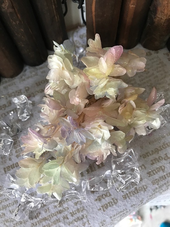 虹色パステルグラデーションカシワバアジサイアレンジ加工小分け❣️ハーバリウム花材プリザーブドフラワー 1枚目の画像