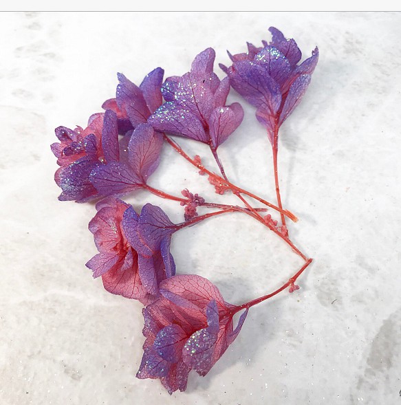 カシアバストロベリーブルーアレンジ加工アジサイ小分け❣️ハーバリウム花材プリザーブドフラワー 1枚目の画像
