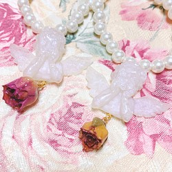 天使×ローズ パールネックレス (ピンク) 1枚目の画像