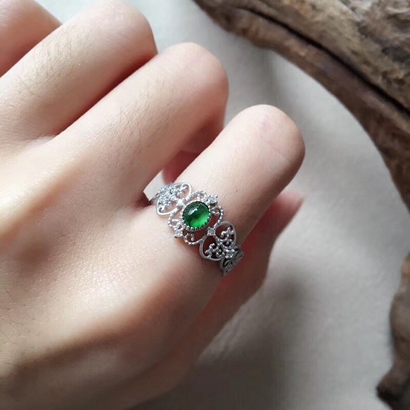 プレミア商品 リング ダイヤモンド 天然 モザン 緑 ダイヤモンド 指輪