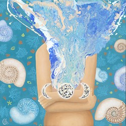 繪畫《螺旋的流動能量》Moon&Woman Painting "Spiral Flowing Energy" 第1張的照片