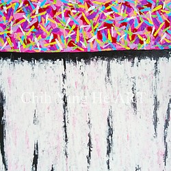 抽象畫作《粉色，熱忱的朋友》acrylic painting "Pink, Friend Of Happiness" 第1張的照片