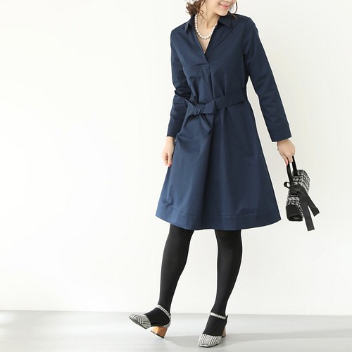 118 PC173 BRAVISSIMO CLOTHING CLASSIC BELTED COAT IN NAVY 
