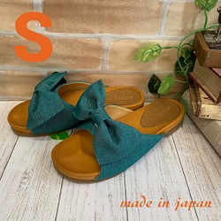 [免運費] 樣品產品 Ribbon Sandal S 碼鞋 日本製造 國產材料 翡翠綠 第1張的照片