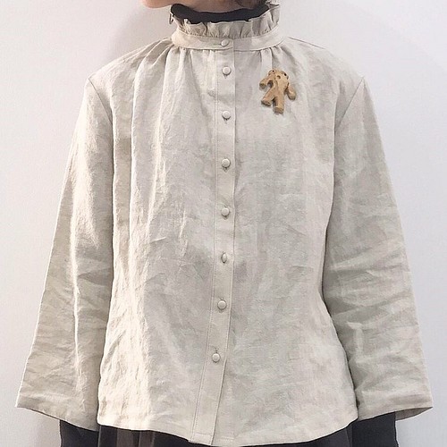 wafu】Linen Shirt ショールカラーシャツ /白色 t036b-wht1 シャツ