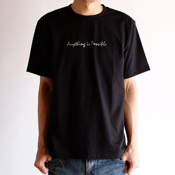プリントTシャツ メンズ 黒（Anything is Possible / シンプルデザイン）サイズ選択可 1枚目の画像