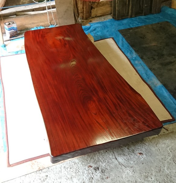 【大特価セール】ケヤキ一枚板最高級座卓・ローテーブル 拭き漆仕上げ【一点物】