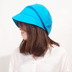 ピッコロ・コットン/S・Mサイズ　ブルー　UV　たためる帽子　風に飛ばない帽子 1枚目の画像