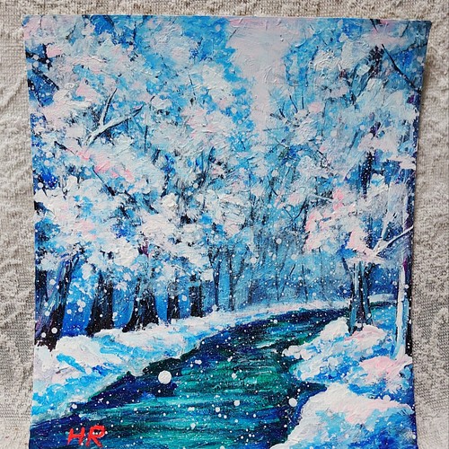 油絵 雪の川 絵画 ＨＲ 通販｜Creema(クリーマ)