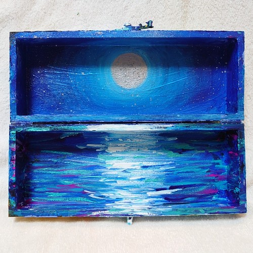 油絵 月下の海ボックス 絵画 ＨＲ 通販｜Creema(クリーマ 