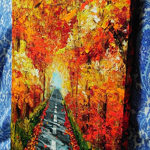 油絵 紅葉の道 絵画 ＨＲ 通販｜Creema(クリーマ) ハンドメイド 