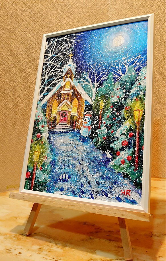 油絵 クリスマスの教会 絵画 ＨＲ 通販｜Creema(クリーマ)