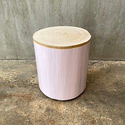 ペンキを塗ったクラック切り株スツール(pale pink) 33cm 丸太 椅子 