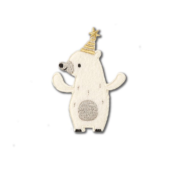 刺繍フェルトワッペン しろくま 白くま クマ 熊 かわいい 動物 アップリケ  <PTM-415> 1枚目の画像