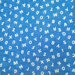 Wガーゼ生地【50*110】アルファベット 英字 デニム風 ブルー 1枚目の画像