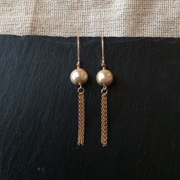 cotton pearls earrings -1 - 第1張的照片