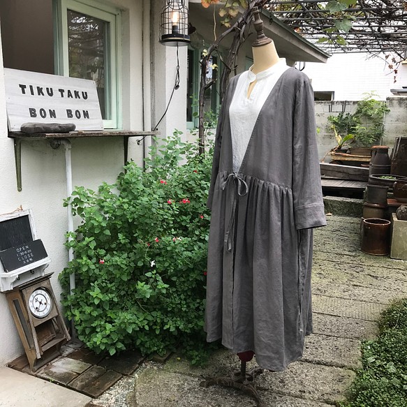 しなやかリネン カシュクールワンピース ワンピース チュニック リネン服 Crea No 8 通販 Creema クリーマ ハンドメイド 手作り クラフト作品の販売サイト