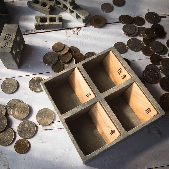 水泥製零錢分類整理盒_檜木版 第1張的照片