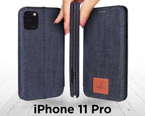 ナチュラルネイビー ⭐人気⭐本格デニムのiPhone11Pro手帳型ケース