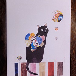 複製画-「洒落猫-手毬」 1枚目の画像