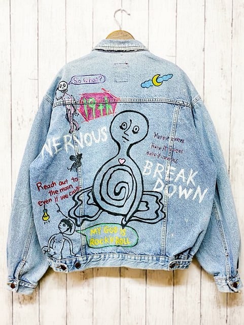 1点物古着リメイク】Paint denim jacket-PUNKS- アート