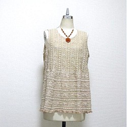 改變編織蕾絲馬甲（無袖上衣）·米色 第1張的照片