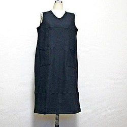 圧縮ウール☆大人かわいいロング丈のジャンパースカート☆チャコールグレー 1枚目の画像
