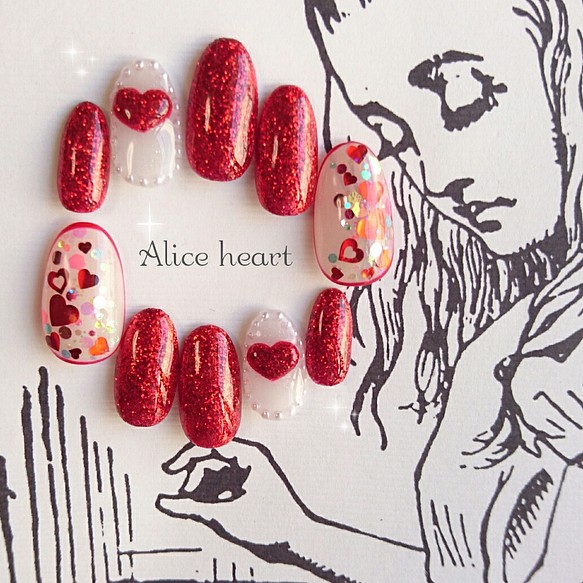 Alice heart ネイルチップ 1枚目の画像