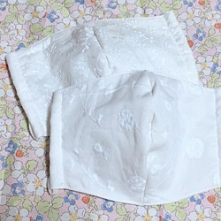 綿レースマスク二枚セット☆抗菌・抗ウィルス生地使用♢タイプＢ 1枚目の画像