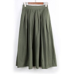 レトロ　ハイウェストスカート　人気　秋と冬のロングスカート　グリーン色 1枚目の画像