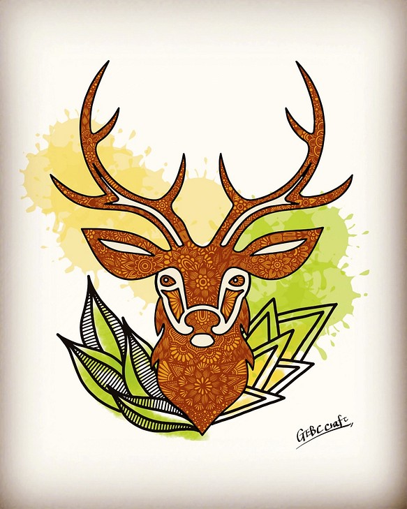 オリジナルイラスト「deer」ポストカードサイズ 1枚目の画像