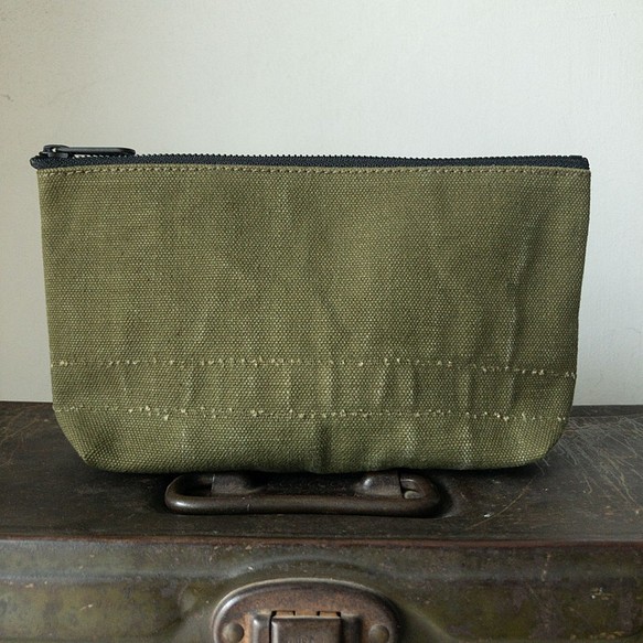 Vintage US military canvas zip pouch (Olive Green) 03 第1張的照片