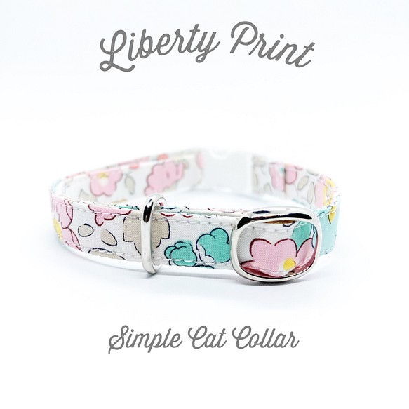 猫 犬 首輪 リバティプリント × Betsy ピンク 花柄 プレゼントにおすすめ♫ 1枚目の画像
