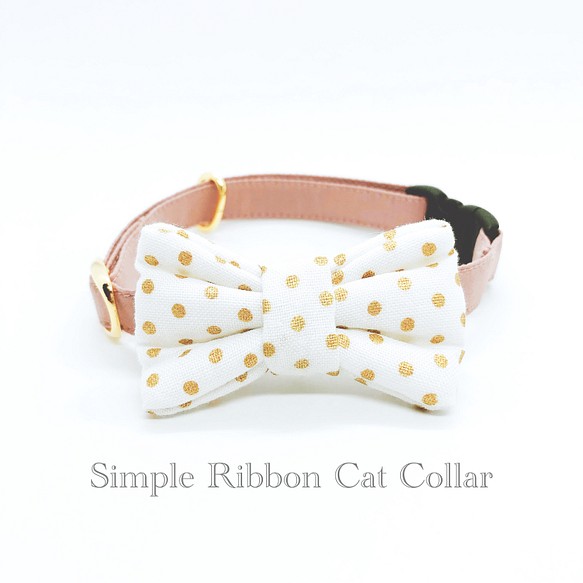 猫 犬 首輪 Robert Kaufman Fabrics リボン ピンク×水玉 USAコットン プレゼントにも♫ 1枚目の画像