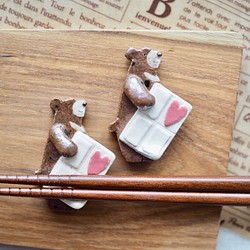 黑熊筷子架（巧克力）（白色） 第1張的照片