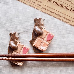 黑熊筷子架，巧克力色（粉紅色） 第1張的照片