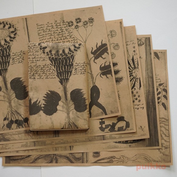 紙製ブックカバー　ヴォイニッチ手稿2（モノクロ） 1枚目の画像
