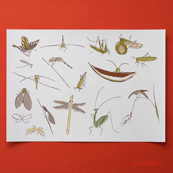 貼紙鳥獸素描型昆蟲（A5尺寸） 第1張的照片
