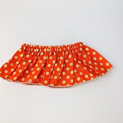 【シェリーメイコスチューム】ギャザースカート　オレンジ生地ベージュゴールドドット柄　Sサイズコスチューム 1枚目の画像