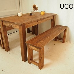 ダイニングテーブル【1100×800】（ダーク）アンティーク風・天然無垢材 1枚目の画像