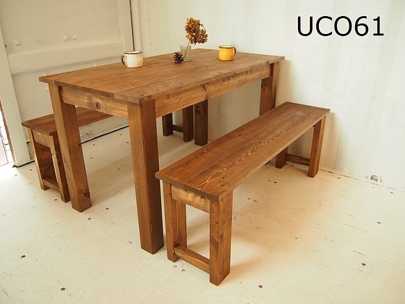 ダイニングテーブル【1100×800】（ダーク）アンティーク風・天然無垢材 1枚目の画像