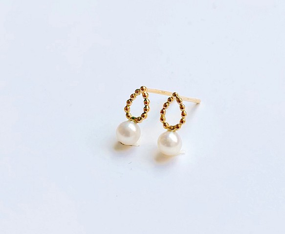 K18 tsubu drop × pearl pierce